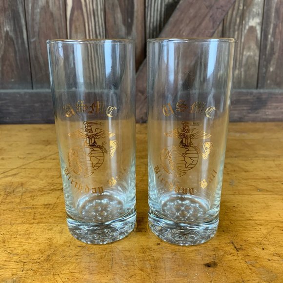 USMC Marine Corps Birthday Ball Glasses Set of 2 - Picture 4 of 10